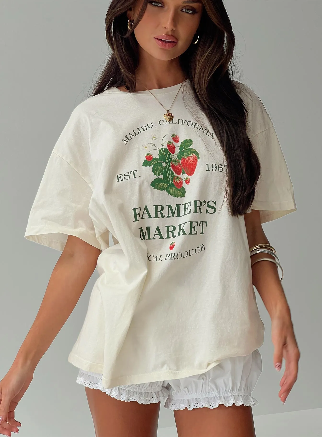 Local Produce Oversized Tee White sold by Princess Polly