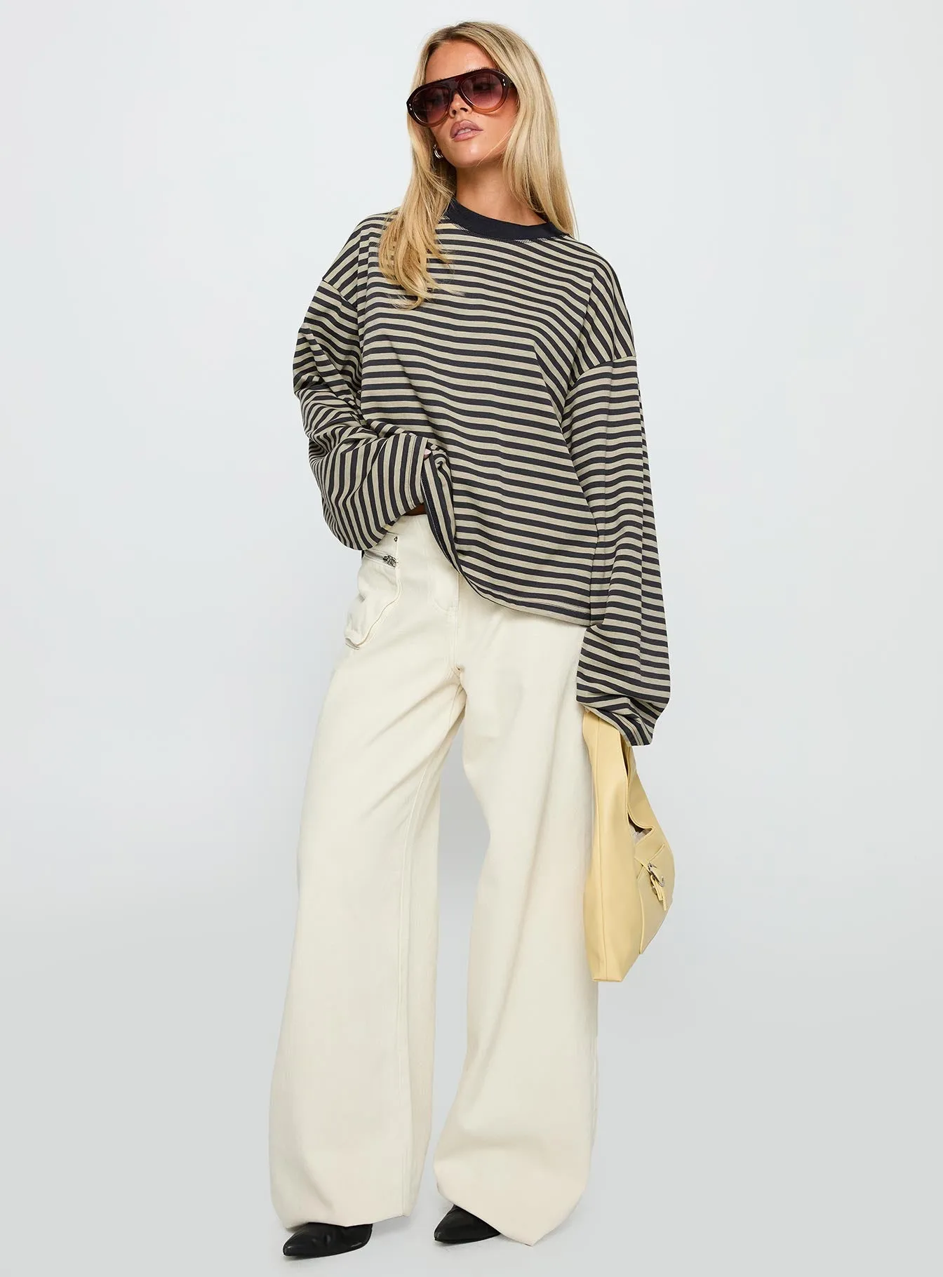 Bloom Long Sleeve Top Beige Stripe sold by Princess Polly product image thumbnail 3
