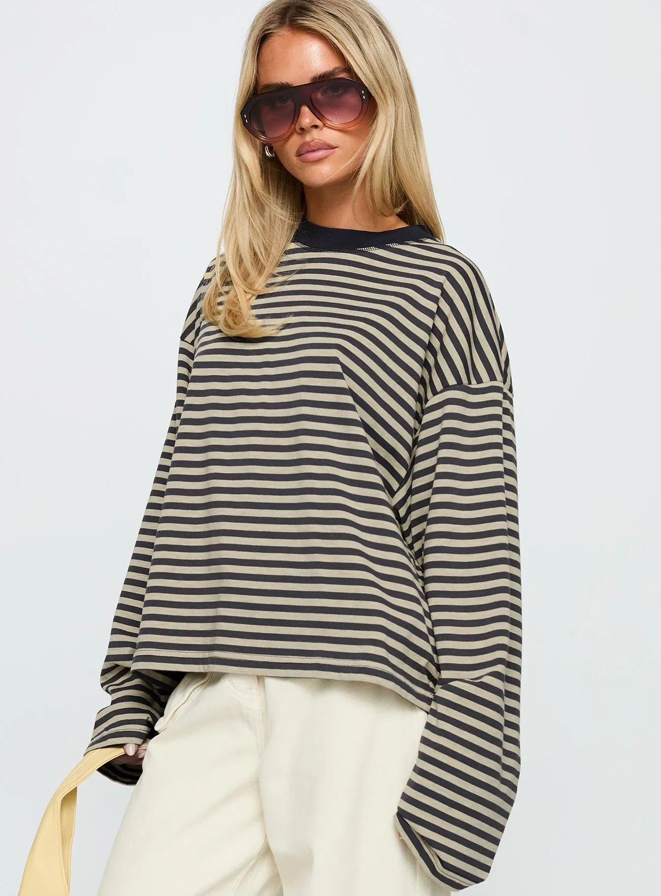 Bloom Long Sleeve Top Beige Stripe sold by Princess Polly product image thumbnail 4