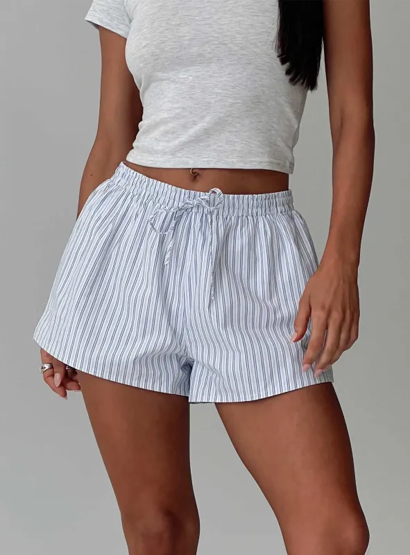 Nautique Drawstring Shorts Blue Stripe sold by Princess Polly