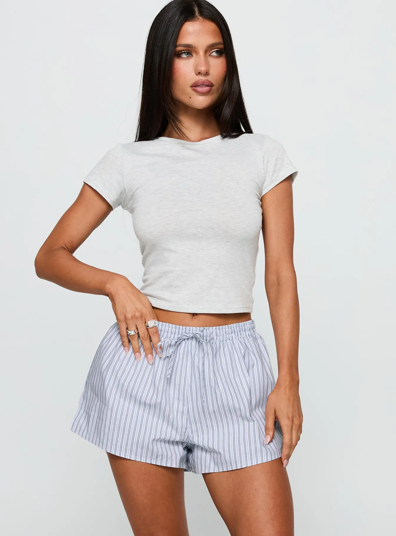 Nautique Drawstring Shorts Blue Stripe sold by Princess Polly product image thumbnail 2