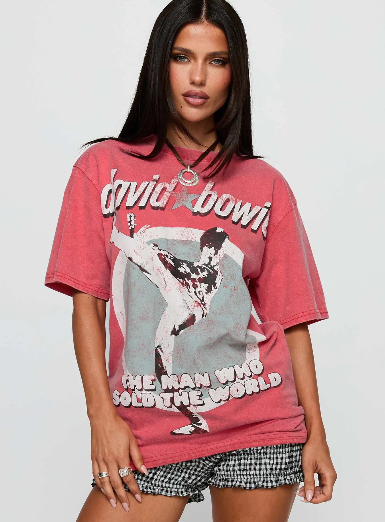 David Bowie Vintage Oversized Graphic Tee Red sold by Princess Polly product image thumbnail 2