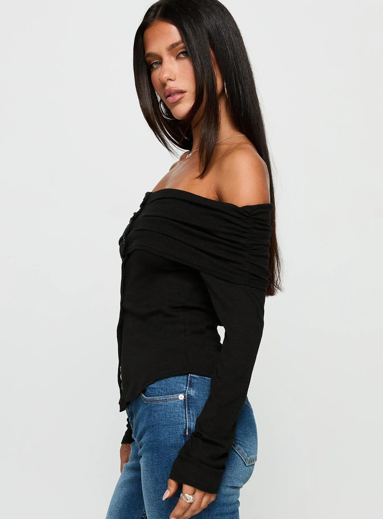 Victorea Off Shoulder Top Black sold by Princess Polly product image thumbnail 3