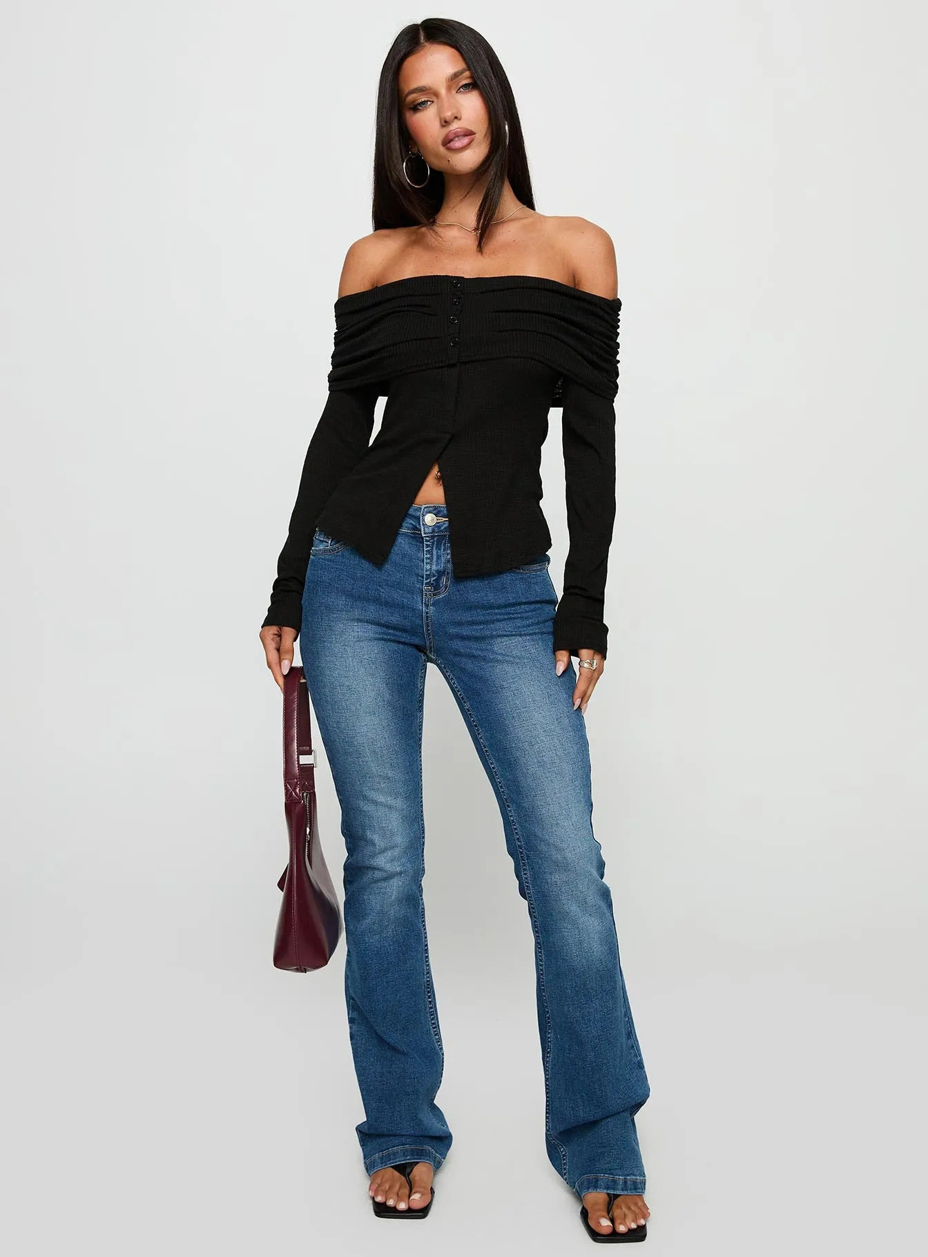 Victorea Off Shoulder Top Black sold by Princess Polly product image thumbnail 2