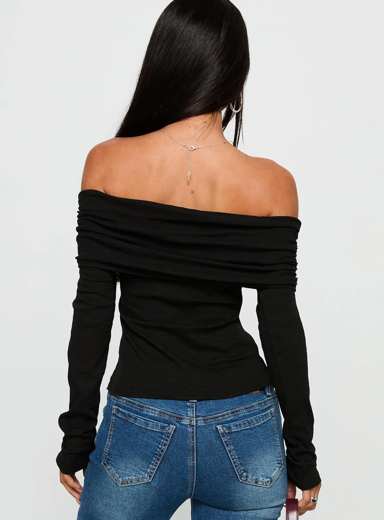 Victorea Off Shoulder Top Black sold by Princess Polly product image thumbnail 4