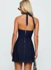Say Goodnight Denim Halter Mini Dress Mid Wash sold by Princess Polly