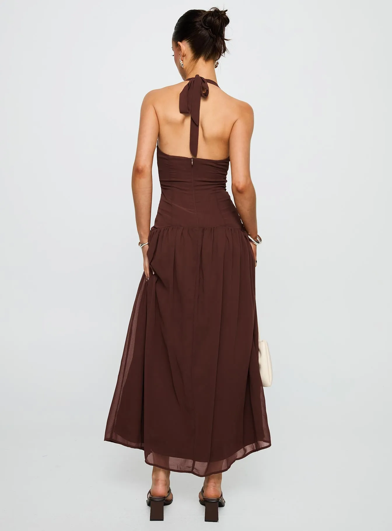 Chestnut Drop Waist Maxi Dress Brown sold by Princess Polly product image thumbnail 5