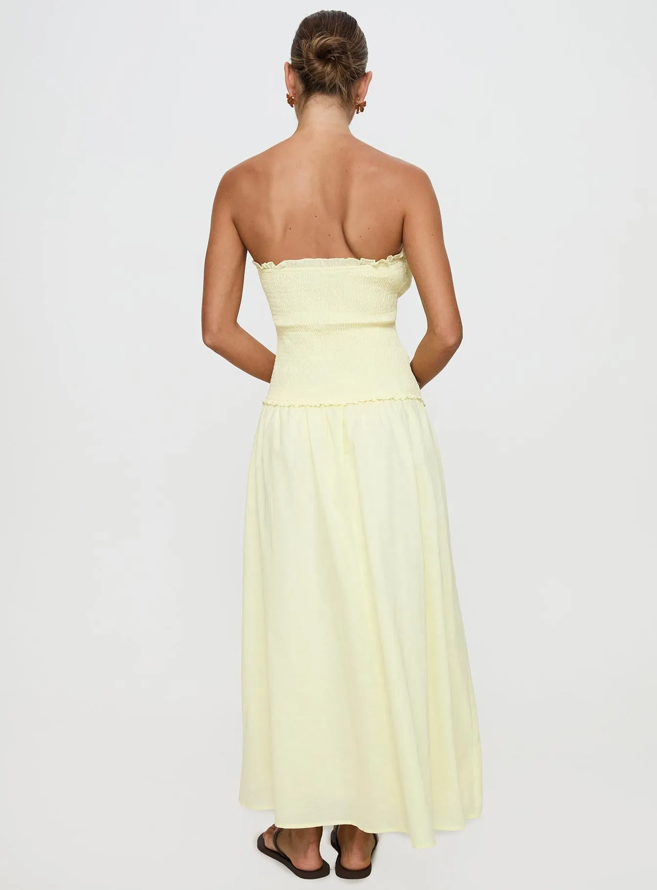 Tinsie Strapless Maxi Dress Yellow sold by Princess Polly product image thumbnail 5