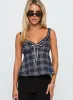Pretty It Up Tie Detail Top Blue Check sold by Princess Polly