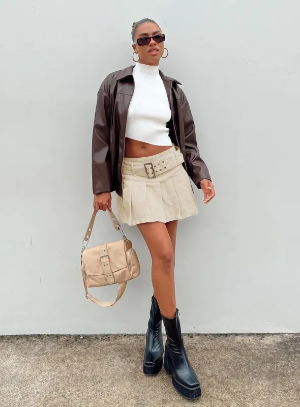 Activa Faux Leather Jacket Brown sold by Princess Polly