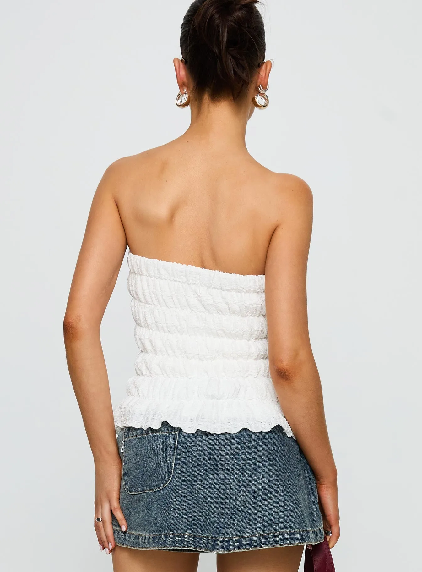 Flashbloom Strapless Ruched Top White sold by Princess Polly product image thumbnail 5