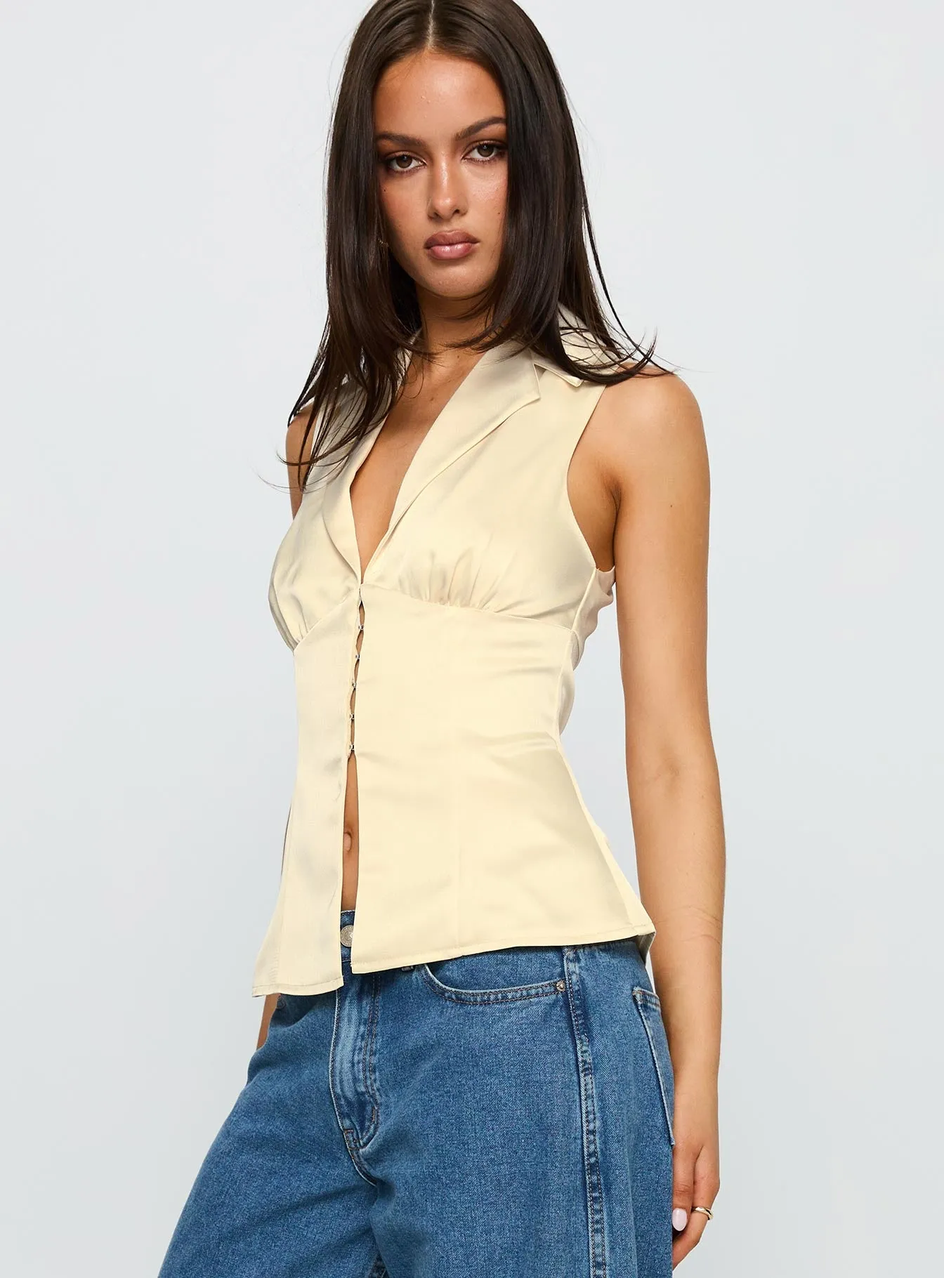 My Truth Satin Top Cream sold by Princess Polly product image thumbnail 4