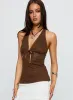 Dance For You Faux Suede Halter Top Brown sold by Princess Polly