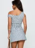 Gulliver Tie Side Mini Skort Blue / Maroon Stripe sold by Princess Polly