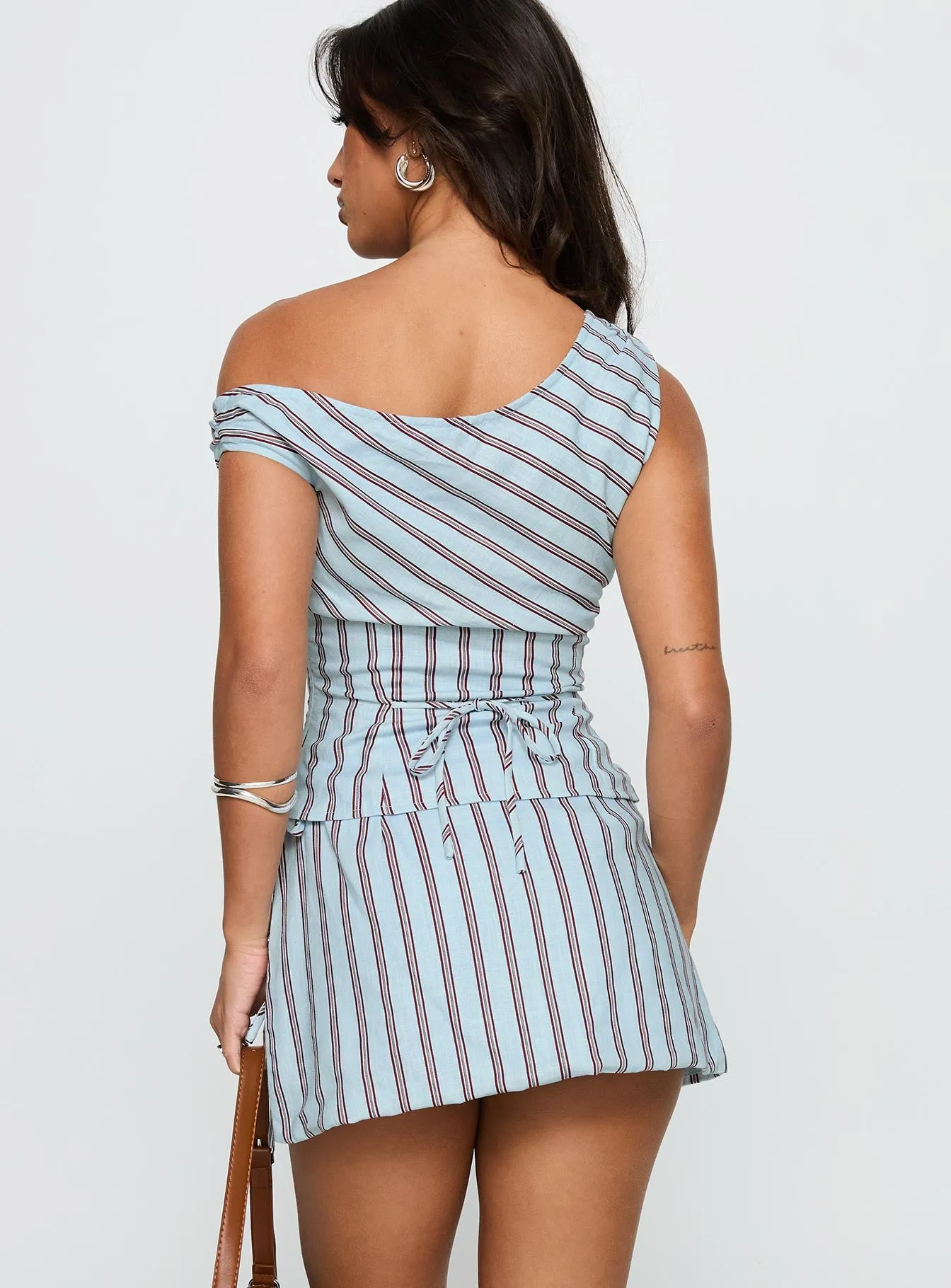 Gulliver Tie Side Mini Skort Blue / Maroon Stripe sold by Princess Polly product image thumbnail 5
