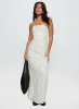 Dovie Linen Blend Strapless Midi Dress Cream Polka sold by Princess Polly