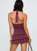 Under The Moonlight Halter Playsuit Wine sold by Princess Polly