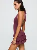 Under The Moonlight Halter Playsuit Wine sold by Princess Polly