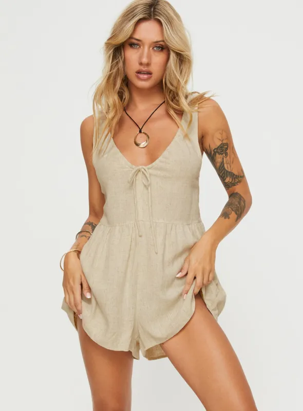 Mackellar Romper Beige sold by Princess Polly