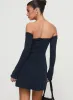 Suizie Off The Shoulder Mini Dress Navy sold by Princess Polly