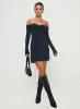 Suizie Off The Shoulder Mini Dress Navy sold by Princess Polly
