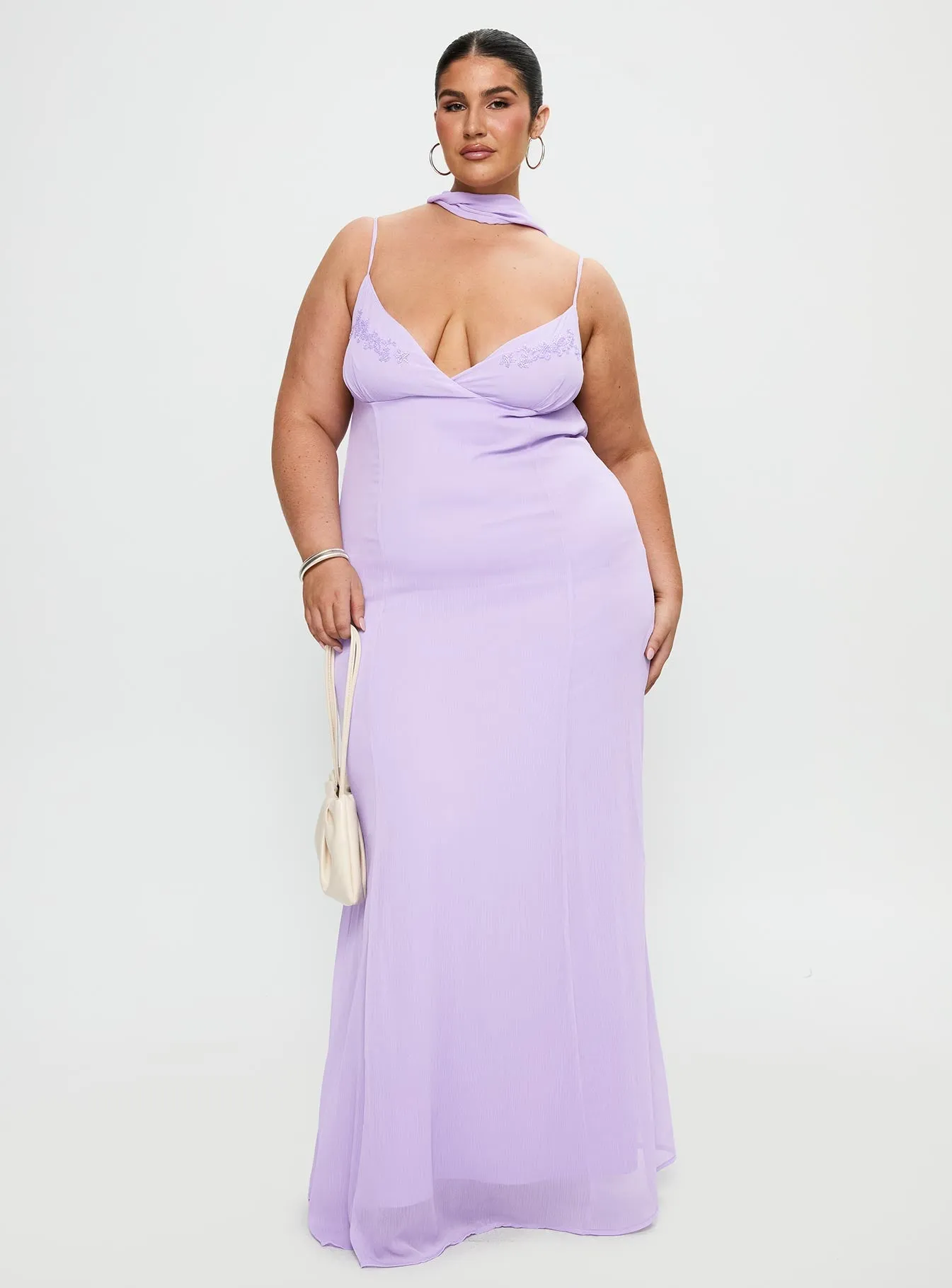 Jadira Scarf Maxi Dress Purple Curve sold by Princess Polly product image thumbnail 3