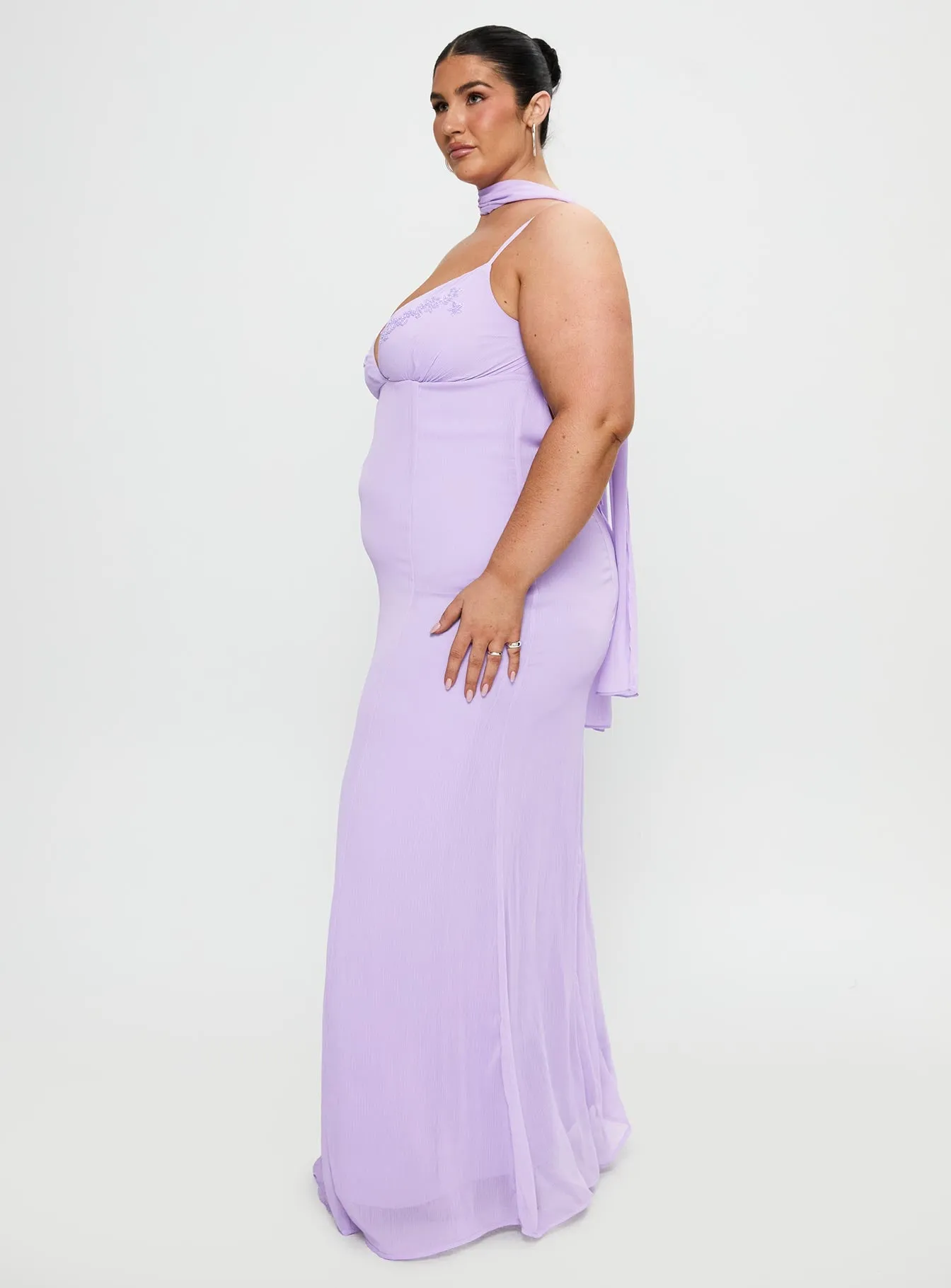 Jadira Scarf Maxi Dress Purple Curve sold by Princess Polly product image thumbnail 4