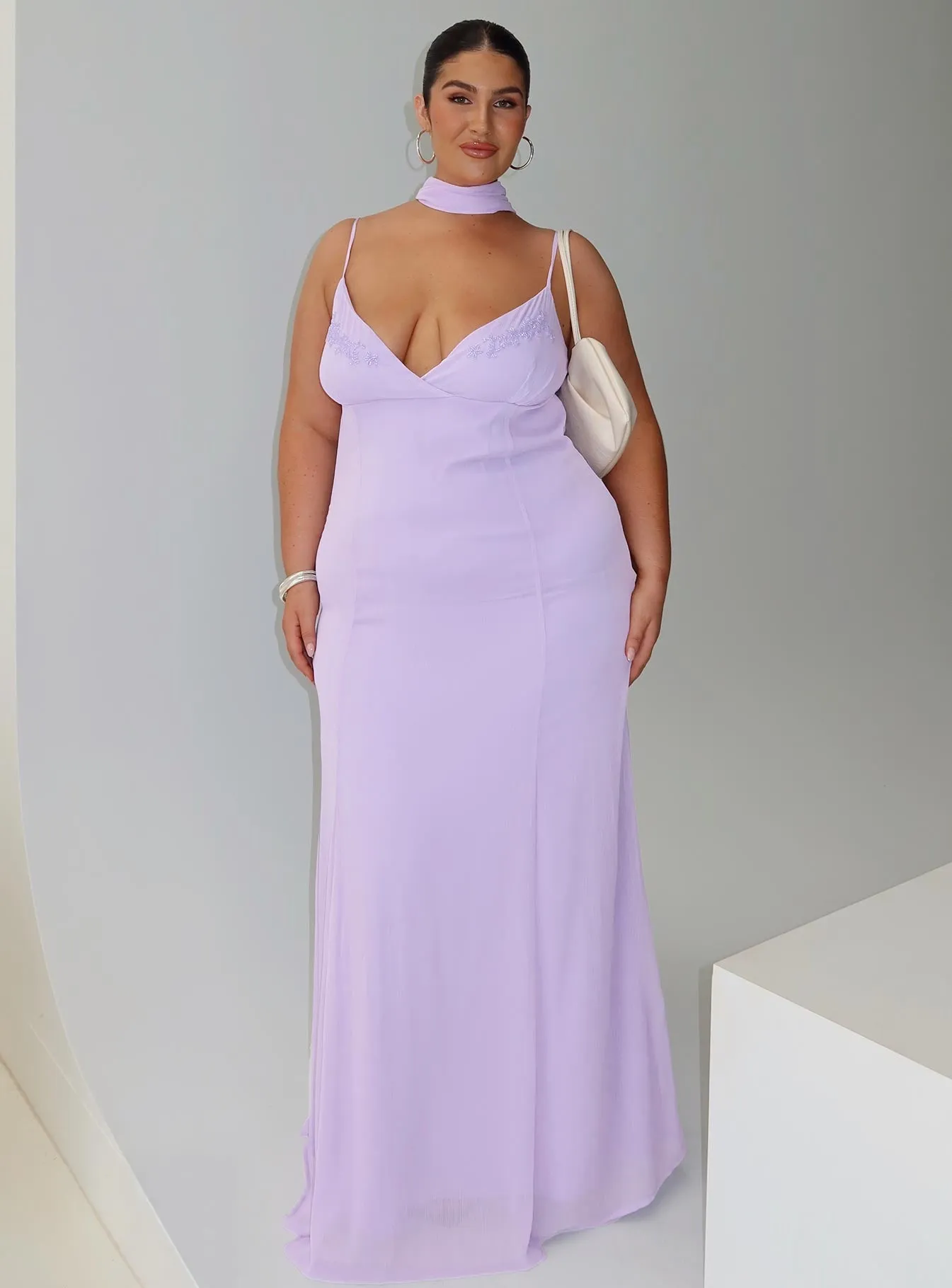 Jadira Scarf Maxi Dress Purple Curve sold by Princess Polly