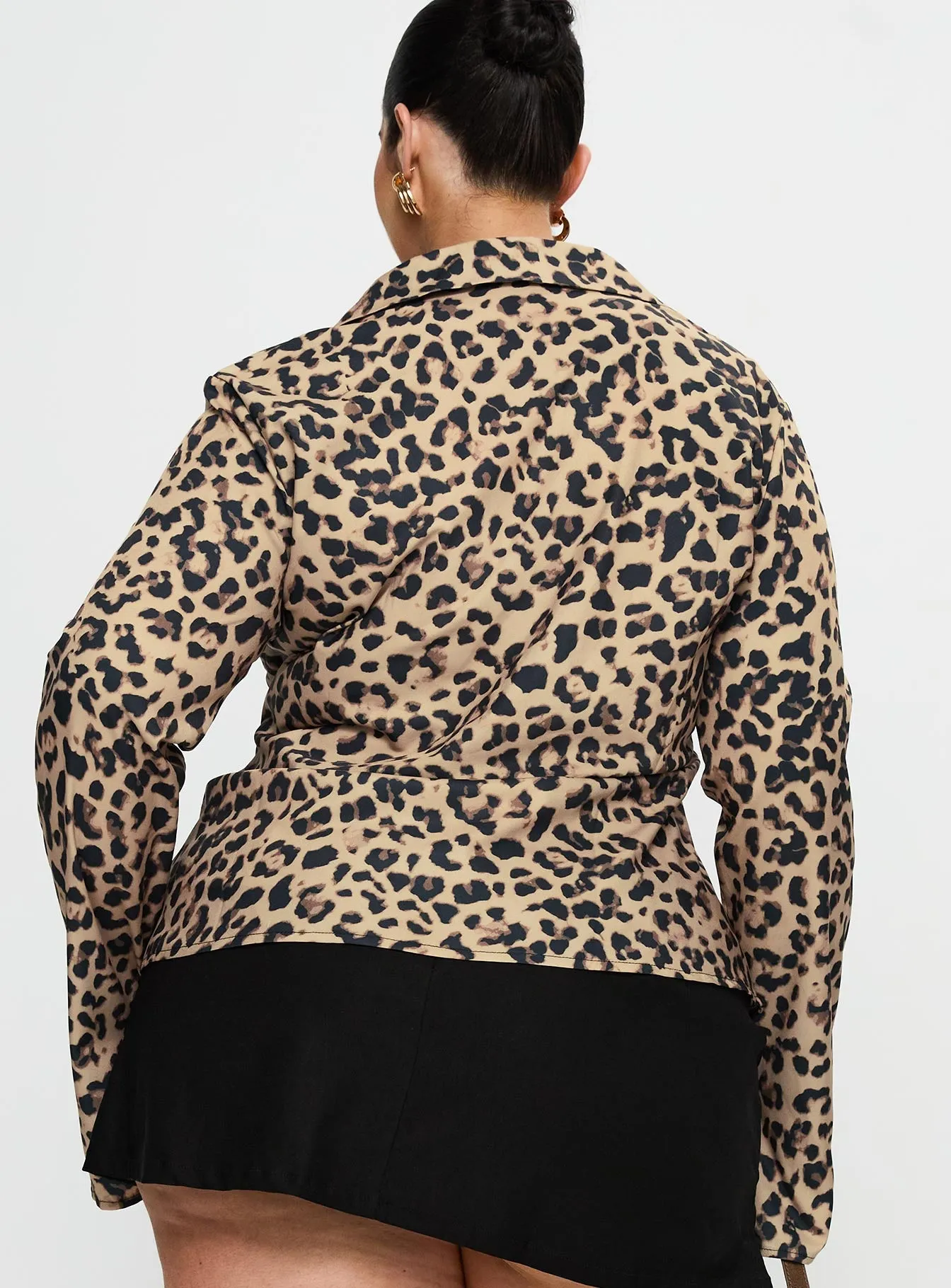 Toriah Long Sleeve Tie Up Top Leopard Curve sold by Princess Polly product image thumbnail 5