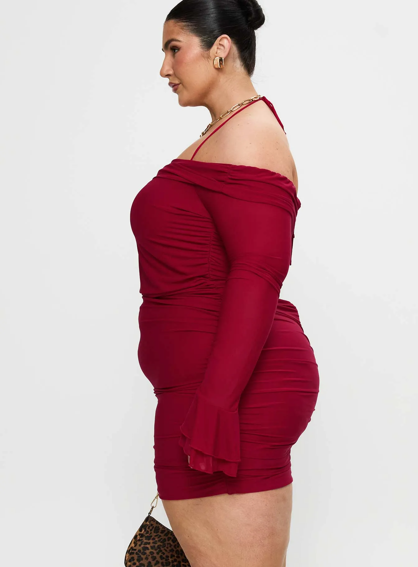 Taylon Off The Shoulder Mini Dress Red Curve sold by Princess Polly product image thumbnail 4