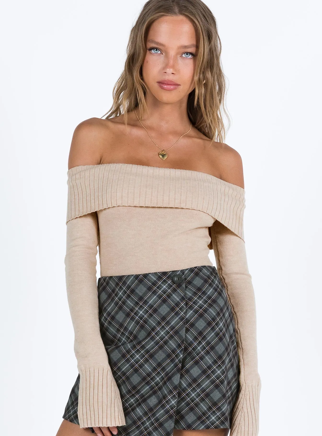 Savani Off The Shoulder Bodysuit Beige sold by Princess Polly product image thumbnail 2