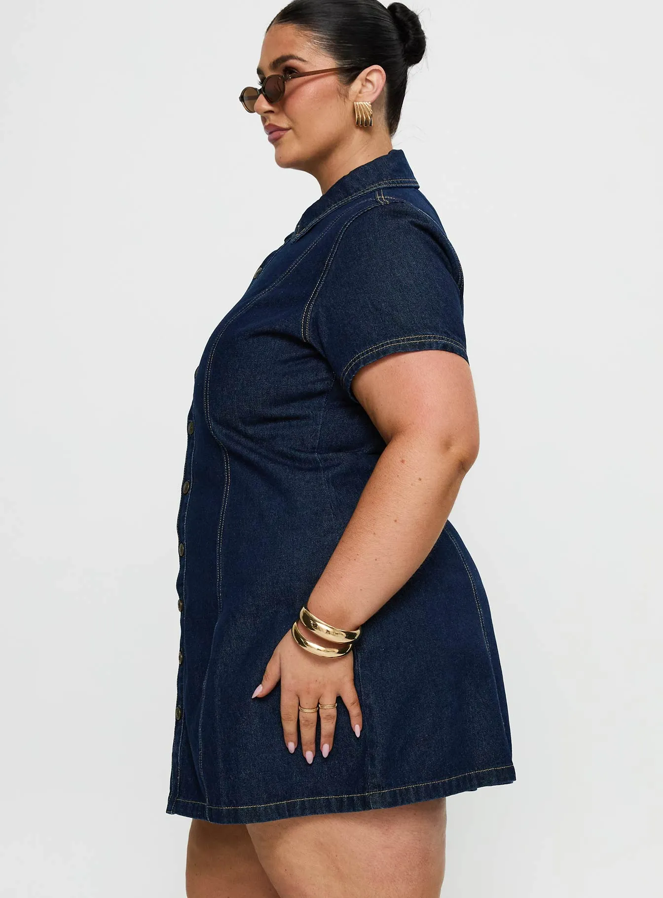 Perception Denim Mini Dress Mid Wash Curve sold by Princess Polly product image thumbnail 4