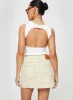 Hughes Mini Skirt Cream Denim sold by Princess Polly