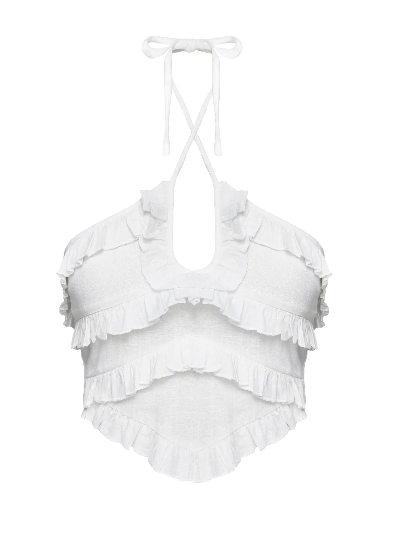 Francesco Frill Halter Top White sold by Princess Polly product image thumbnail 5