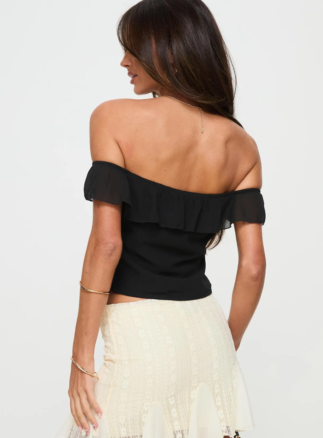 Molins Short Sleeve Off The Shoulder Top Black sold by Princess Polly product image thumbnail 5