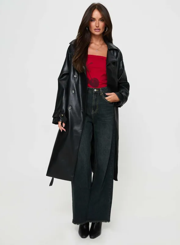 Neo Faux Leather Trench Onyx sold by Princess Polly