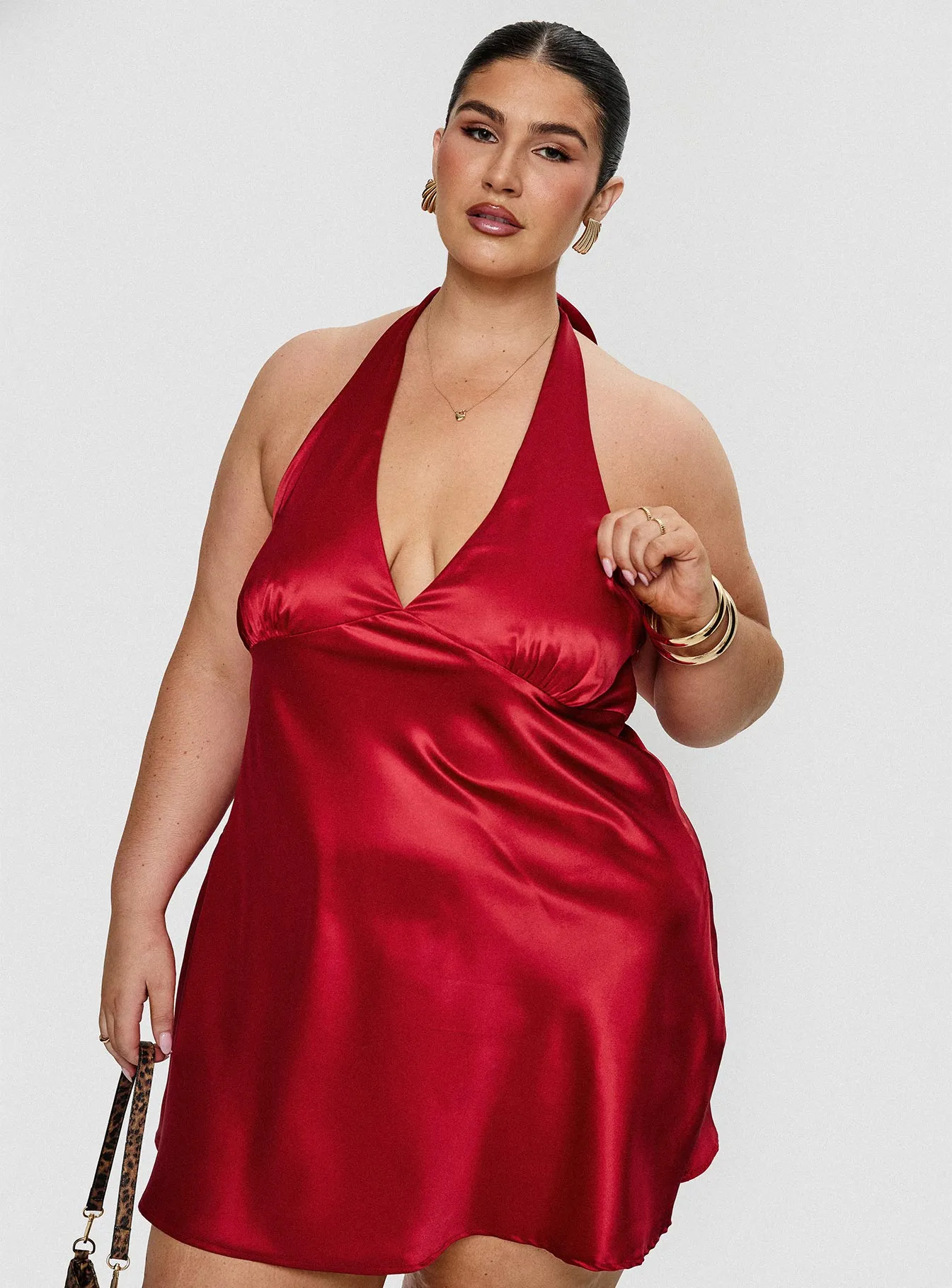 Pelagia Halter Scarf Tie Mini Dress Red Curve sold by Princess Polly