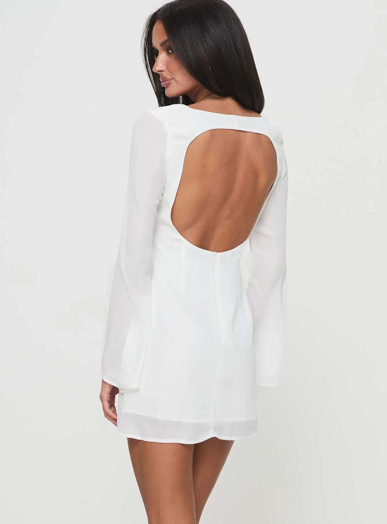 Brunet Long Sleeve Mini Dress White sold by Princess Polly product image thumbnail 5