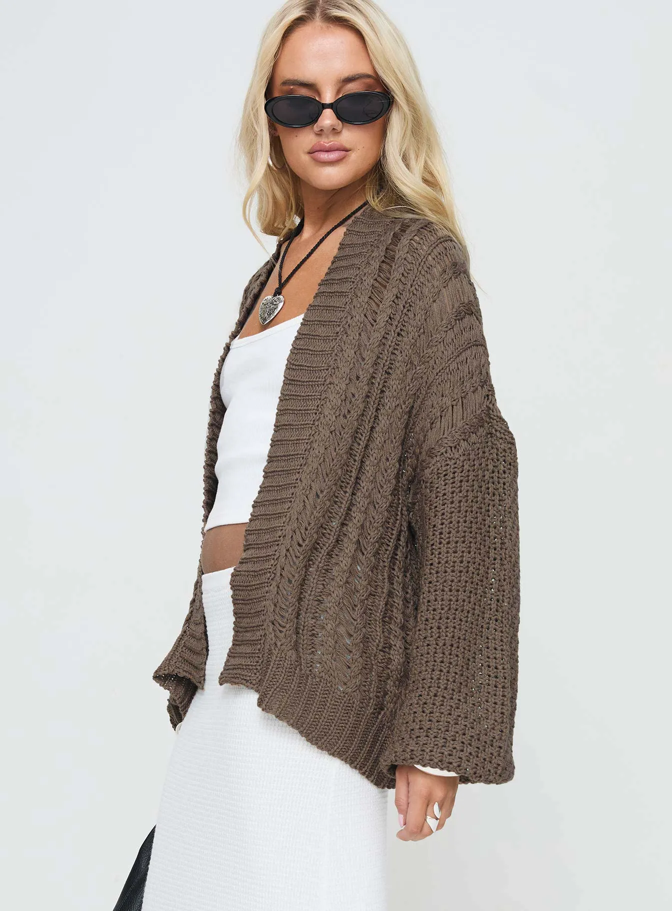 Abner Cable Cardigan Brown sold by Princess Polly product image thumbnail 4