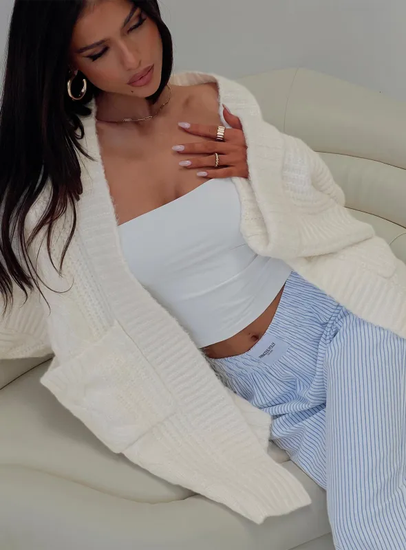 Paisleigh Cable Knit Cardigan Cream sold by Princess Polly