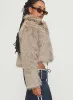 Addie Faux Fur Jacket Mushroom sold by Princess Polly