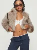 Addie Faux Fur Jacket Mushroom sold by Princess Polly