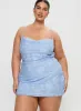 Celena Mini Dress Light Blue Burnout Curve sold by Princess Polly