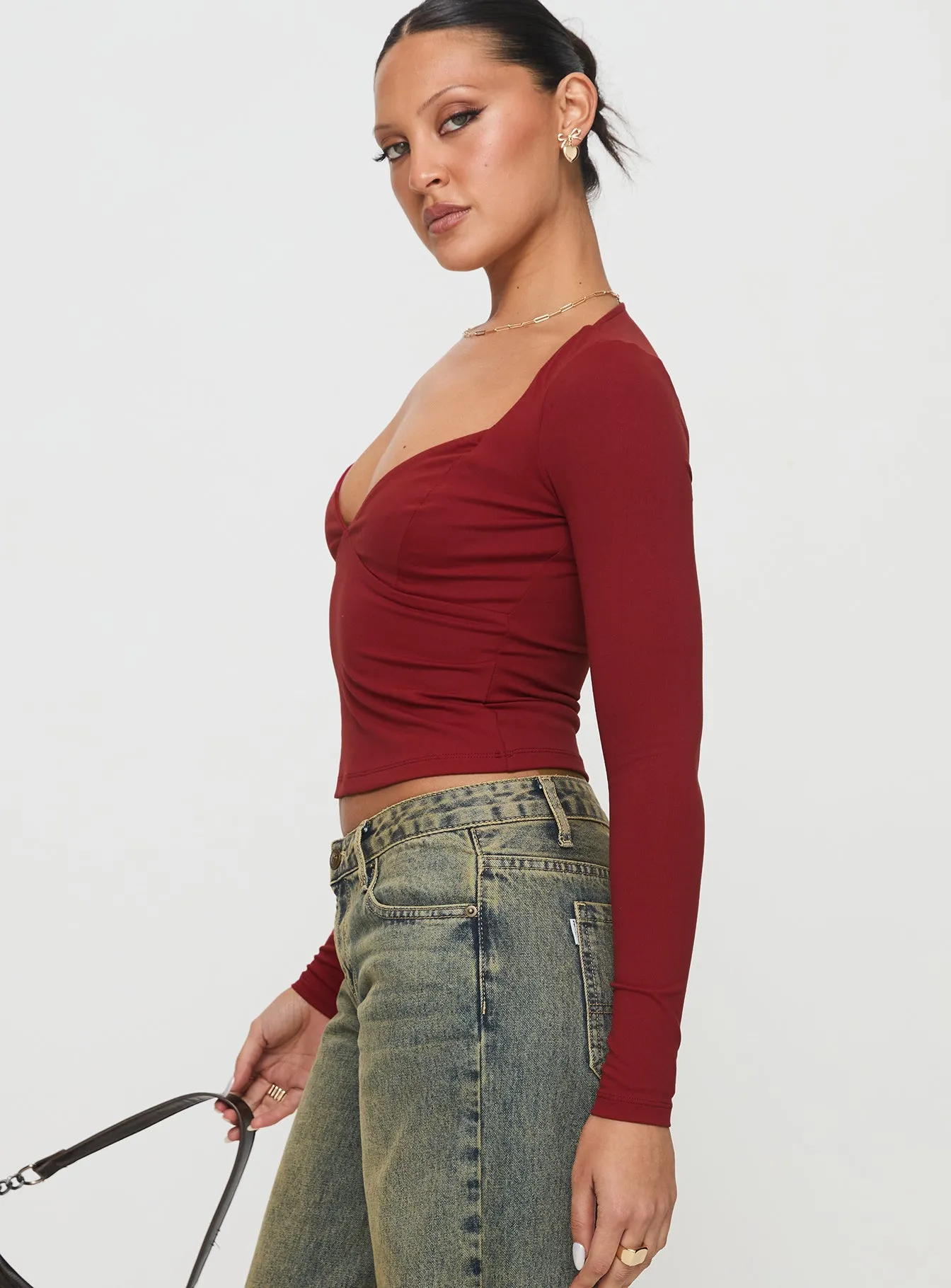 Tonya Long Sleeve Top Red sold by Princess Polly product image thumbnail 4