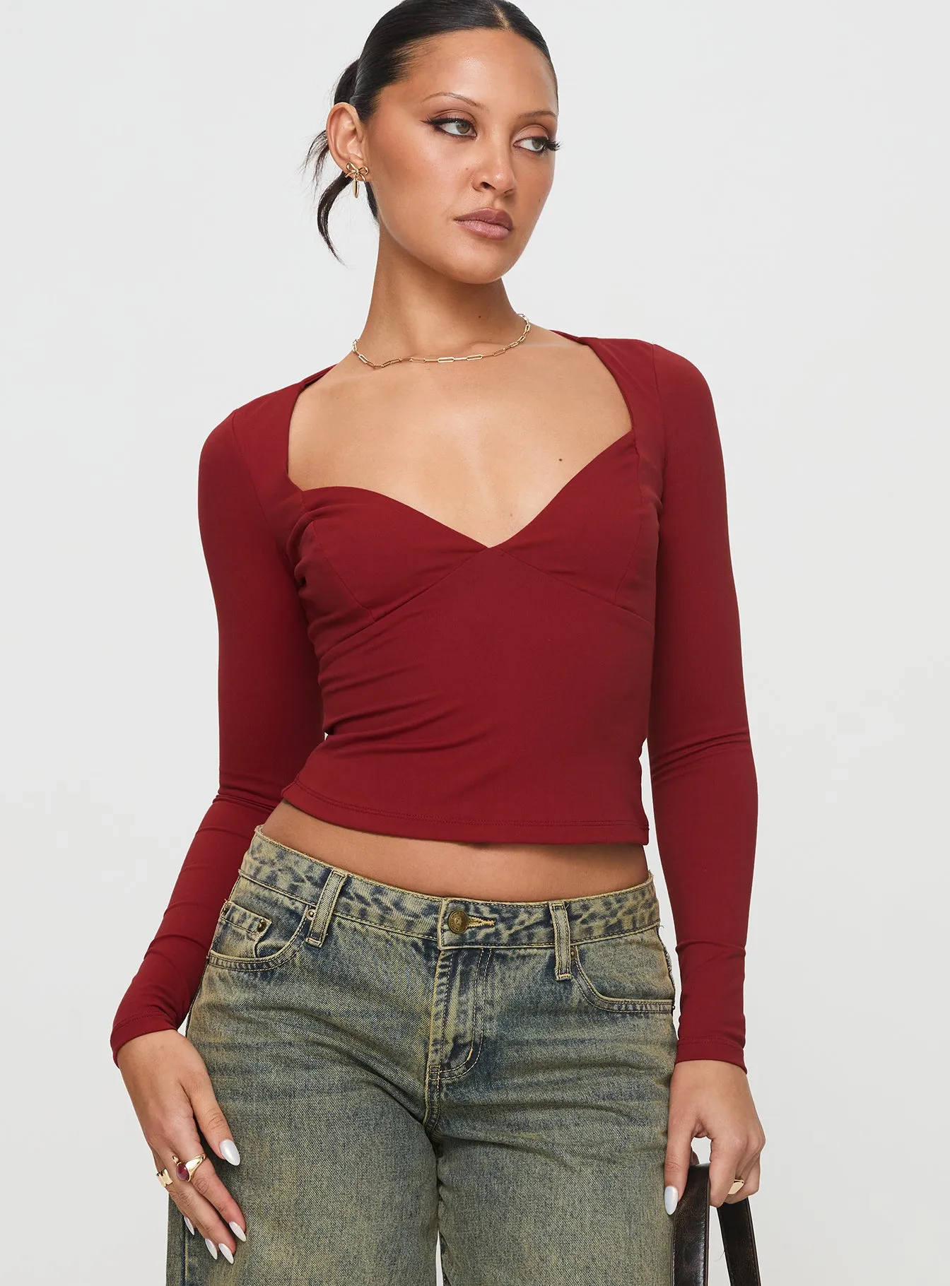 Tonya Long Sleeve Top Red sold by Princess Polly product image thumbnail 2