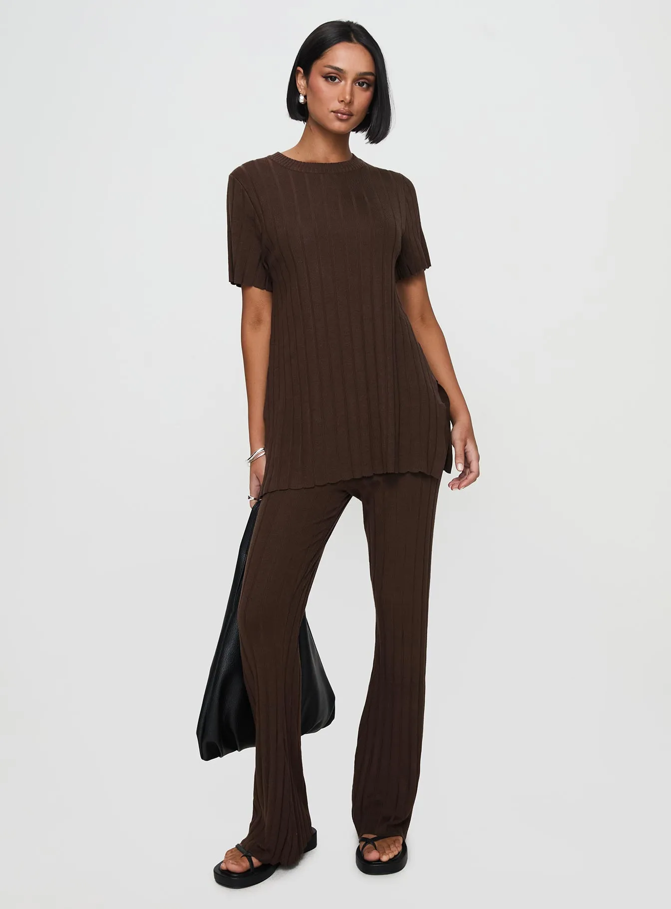 Niah Ribbed Top Chocolate sold by Princess Polly product image thumbnail 3