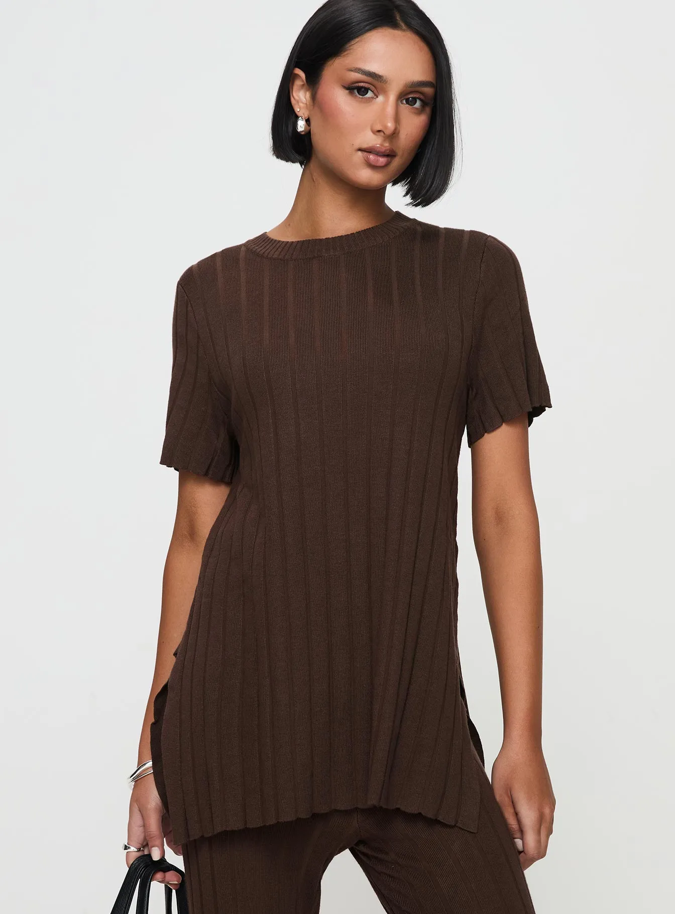 Niah Ribbed Top Chocolate sold by Princess Polly product image thumbnail 2