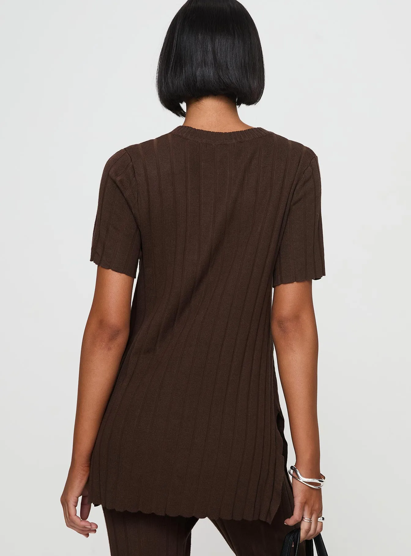 Niah Ribbed Top Chocolate sold by Princess Polly product image thumbnail 5