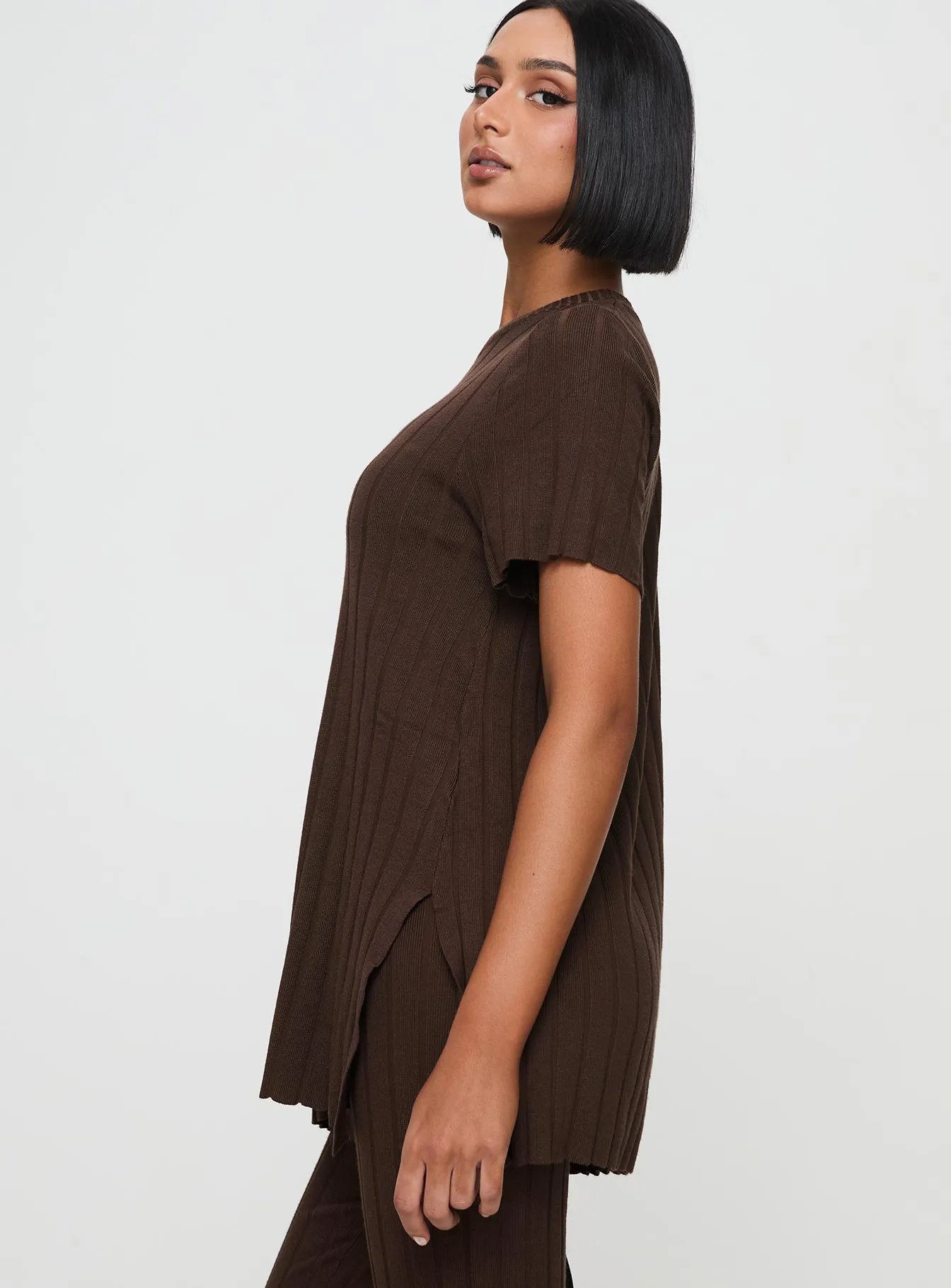 Niah Ribbed Top Chocolate sold by Princess Polly product image thumbnail 4