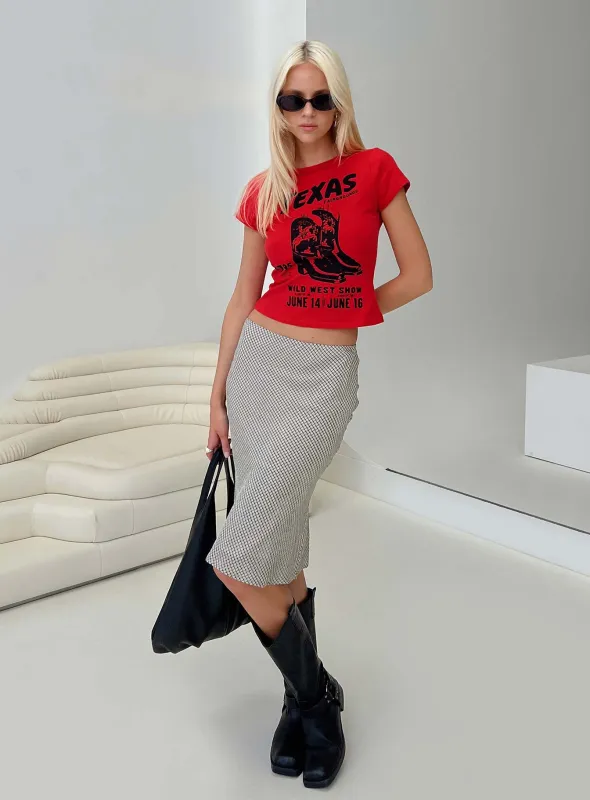 Amren Midi Skirt Black / Beige sold by Princess Polly